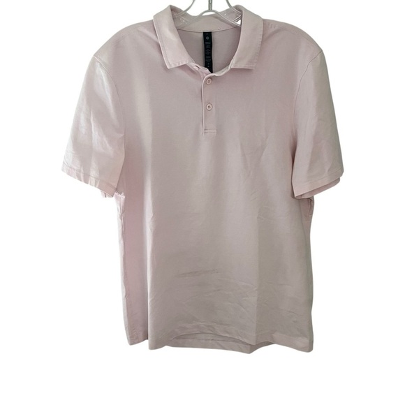 Lululemon Evolution Men’s Polo Shirt Medium Pink Blush Cotton Blend - Picture 2 of 7